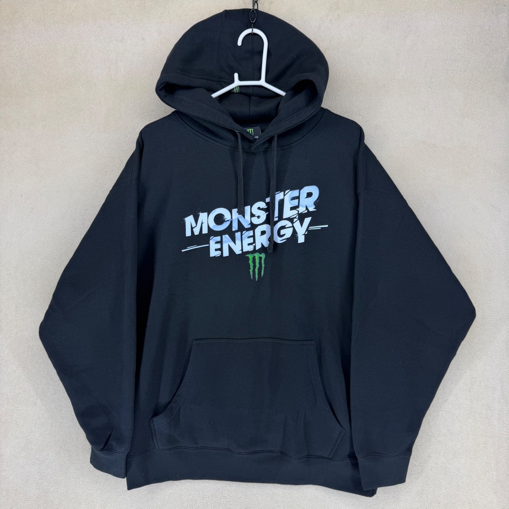 Monster Energy Black Hoodie Sweatshirt Pullover Men's‎ XXL Graphic Print